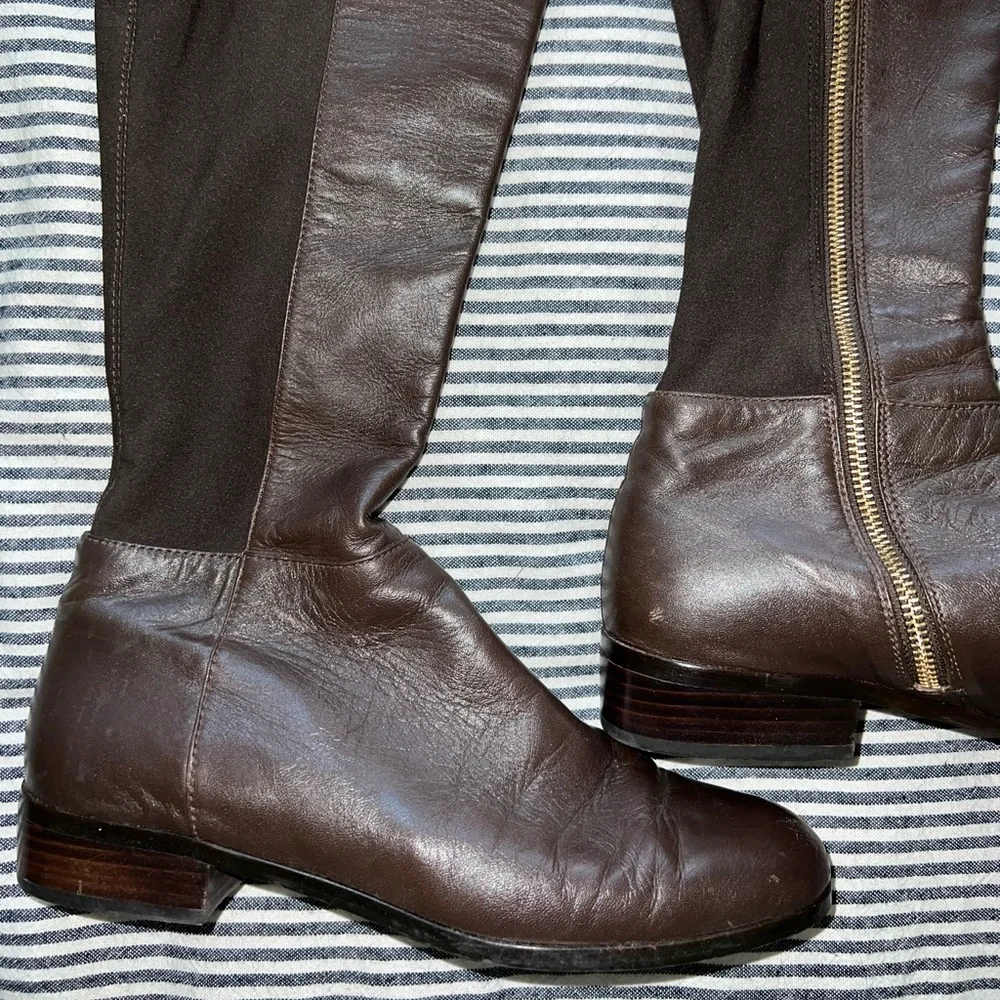 Michael Kors Dark Brown Leather Knee High Equestrian Riding Boots 9.5